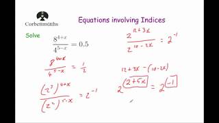 Equations with Indices  Corbettmaths [upl. by Ardnait]