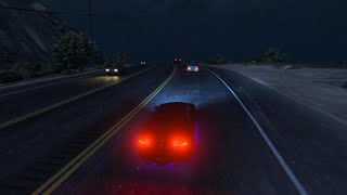 GTA ONLINE DRIVING RAIN  GAUNTLET HELLFIREDODGE CHALLANGER HELLCAT BACKGROUND DRIVING VIDEO [upl. by Berstine362]