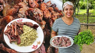 Cocino Arroz Verde Con Cilantro Y Carne Salada Con Orégano Y Verduras Criollas La Vida Del Campo [upl. by Helga]