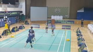 이용대 유연성 김기정 김사랑 남복 국가대표 배드민턴 1세트 LeeYD YooYS badminton mans double LEEYOO VS KIMKIM [upl. by Waddle]