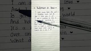 Woman in love  song lyrics  handwriting  lyrics handwriting shorts [upl. by Durware732]