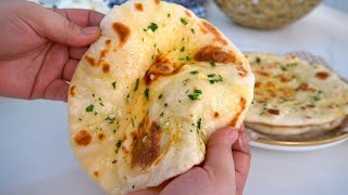 Easy Homemade Garlic Butter Naan Recipe soft and fluffy [upl. by Hadeehsar]