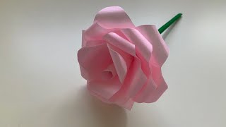 Origami Rose Flower 怎麼折紙玫瑰花 How to make a paper rose flower [upl. by Sammy676]