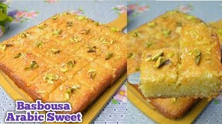 Basbousa RecipeBasbousa CakeBasbousa Recipe ArabicBasbousa Arabic Sweet RecipeSemolinaCakeRecipe [upl. by Adnirolc]