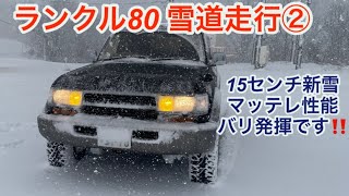 【80雪道②】タイヤはマッドテレンチェーンはしないで雪道走行を楽しめました ランクル80 ＃雪道走行 land cruiser [upl. by Lamp]