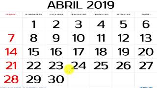 CALENDÁRIO ABRIL 2019 COM FERIADOS NACIONAIS EXPLICADO [upl. by Leugimsiul]