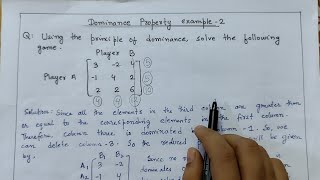 Dominance Property in Game Theory Example 2  Dominance Rules in Game Theory  Operation Research [upl. by Plusch822]