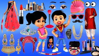 imali aur Vir the Robot Boy ka saddi ki sajane wala cartoon comedy makeup wala video in Hindi 👗💋💄 [upl. by Yrrak]