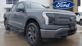 2023 Ford F150 Lightning Lariat 510A in Carbonized Grey Metallic SuperCrew 55 ft Box WalkAround [upl. by Frankhouse]