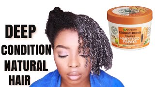 Deep Conditioning Natural Hair Mask  Garnier Hair Food Papaya review [upl. by Wendalyn176]