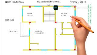 वास्तु के अनुसार 3235 house plan west facing  3235 ghar ka naksha 2bhk home house [upl. by Suqram]