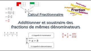 Additionner ou soustraire des fractions de même dénominateur [upl. by Joselow]