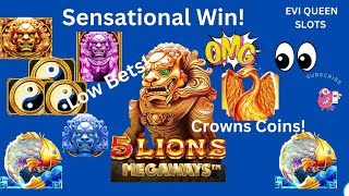 My biggest win so far on Crowns Coins 5 Lions Megaways🔥👀 Let Bets Big Win bonuses onlineslots [upl. by Assitruc473]