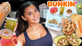 Dunkins NEW 2024 SUMMER MENU Review Watermelon Donut Green Goddess Wrap Blueberry Latte [upl. by Necila]