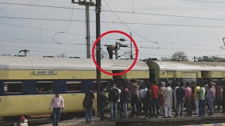 Accident Happens  A Man on The Roof of Train  Panto Touches Train [upl. by Anaila987]