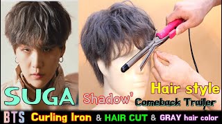 BTS SUGA Curling Iron amp HAIR CUT amp Gray Color Hair Interlude  shadow [upl. by Lias]