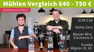 Espressomühlen Vergleich Eureka XL Niche Mazzer Mini ECM S64 [upl. by Annaik363]