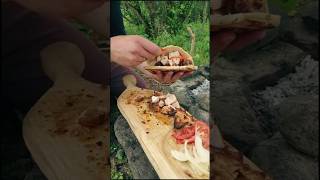 Cooking a tortilla deep in the forest Rustic flavors and nature vibes await forestcooking [upl. by Anglim]