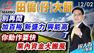 20241202 別再問加百裕 新盛力 興能高了業內資金大搬風 你動作要快【田僑仔大師】  田大為 分析師 [upl. by Ybeloc936]