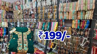 Hyderabad Wholesale Dress Materials ₹200 Pakistani Fancy Work Suits Charminar Shopping [upl. by Valenta]