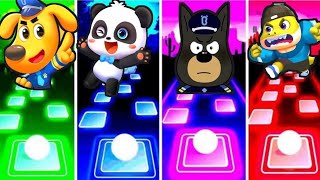 Sheriff Labrador And Babybus Vs Police Officer Vs Bad Guy Broke I Tiles Hop EDM Rush Games [upl. by Aisile139]