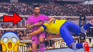 cristiano ronaldo vs lionel messi wwe 2k24 live [upl. by Assanav]