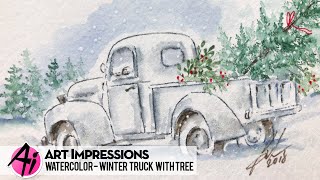 Ai Watercolor  Winter Truck With Tree [upl. by Orvil]