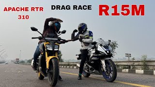 YAMAHA R15M VS TVS APACHE RTR 310 😑😑🤣🤣 HO GAI LADAI KON JEETEGA RACE LAST ME YE KYA HO GYA 😥💔 [upl. by Halak]