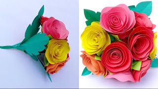 Kagoj diye ful banano  kagojer ful  paper flower  paper crafts  paper flower crafts rose flower [upl. by Kaz]