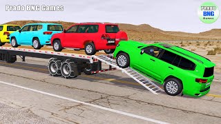 Toyota Cars vs Train  Truck Man Flatbed vs Train Beamngdrive 144 [upl. by Lindy]