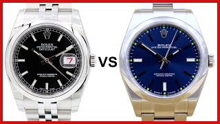 ▶ Rolex Datejust 36 with date vs Oyster Perpetual 39 no date  COMPARISON [upl. by Vassaux]