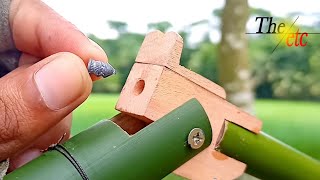 Amazing Bamboo Crafting idea  Mini Bamboo Slingshot [upl. by Ahsenre]