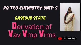 Derivation of expression for Average Velocity Part 1 Unit5  PG TRB Chemistry [upl. by Limann]