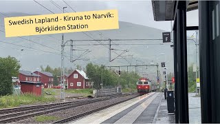 Björkliden Station  Swedish Lapland  Kiruna to Narvik  Ore trains crossing  passengers [upl. by Christa]