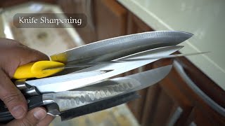 sharpening 8 knives using 1x30 belt sander real time [upl. by Naman97]