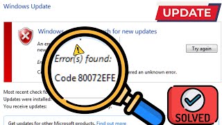 Solved Windows 7 Update Error 80072efe  Error Code 80072EFE Problem Fixed  Unable to Update Win 7 [upl. by Rodney]