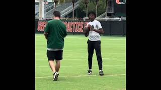 Miami recruiting QB target Dereon Coleman throws at Prospect Camp at UM [upl. by Ennaillek]