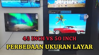 50 INCH VS 43 INCH INILAH PERBEDAAN UKURAN LAYAR androidtv smarttv electronic [upl. by Soiritos]