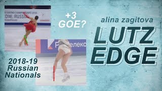 ALINA ZAGITOVA Алина Загитова LUTZ EDGE  2019 Russian Nationals [upl. by Nahtanoj]