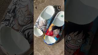 Luffy One Piece Custom Slides slides art luffy onepiece customkicks anime paint [upl. by Wilterdink902]