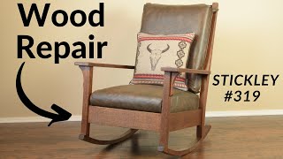 Gustav Stickley Rocker Repair and Restoration Antique Rocking Chair Fix and Wood Repairs Glue Chair [upl. by Mercier224]