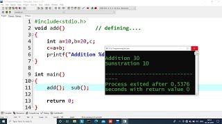 Simple Function program in c with examples  Indigenous coding [upl. by Yablon914]