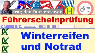 FÜHRERSCHEINPRÜFUNG THEORIE LERNEN  TECHNIK  FRAGEN WINTERREIFEN UND NOTRAD [upl. by Sanjiv]