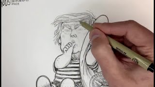 Adam Zyglis Trump Immunity Blanket Cartoon Timelapse [upl. by Brynn13]