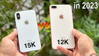 iPhone X vs iPhone 8 Plus in 2023 🔥  Best iPhone To Buy Second Hand HINDI [upl. by Ahserkal]