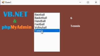 VBnet Retrieve data from phpmyadmin database and get a value of a selecteditem in a listbox [upl. by Obrien369]