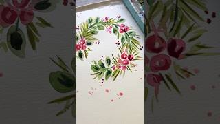 How to paint an easy watercolor Christmas wreath with berries [upl. by Kolivas]