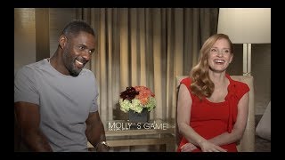 MOLLYS GAME Interviews Jessica Chastain Idris Elba and Aaron Sorkin [upl. by Humpage]