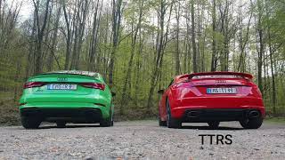 Audi RS3 8V Sport Exhaust vs Audi TTRS 8S Akrapovic Exhaust [upl. by Aletta]