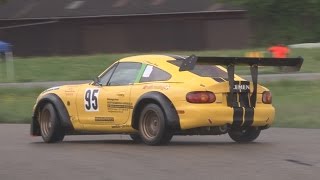 Mazda special at Swiss Hillclimb Season 2014 Mazda Miata Coupe MX5 323 GTR 323 GTX [upl. by Kam]